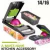 14/16pcs Multifunctional Vegetable Slicer Cutter Food Grade Shredder with Basket Fruit Potato Onion Mincer Chopper Carrot Grater