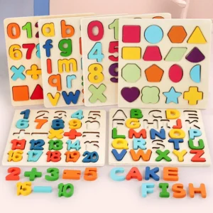 Montessori Alphabet Number Wooden Puzzles Kids Intelligent Matching Game Preschool Learning Educational Toys for Children