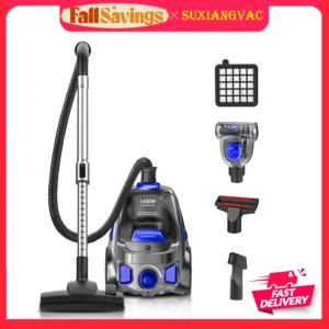 32KPA 1600W Bagless Canister Vacuum Cleaner,H13 HEPA Filter,3.7Qt Large Capacity,Corded Vacuum for Hard Floor, Carpet, Pet Hair