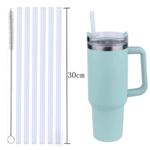 Reusable Straw with Cleaning Brush Plastic Replacement Straw Compatible with Stanley 40 oz 30 oz Cup Tumbler