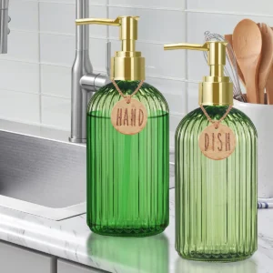 Kitchen Sink Dish and Hands Soap Dispenser Bottle Set with Tags, Refillable Liquid Soap Sub-bottling for Home Decoration